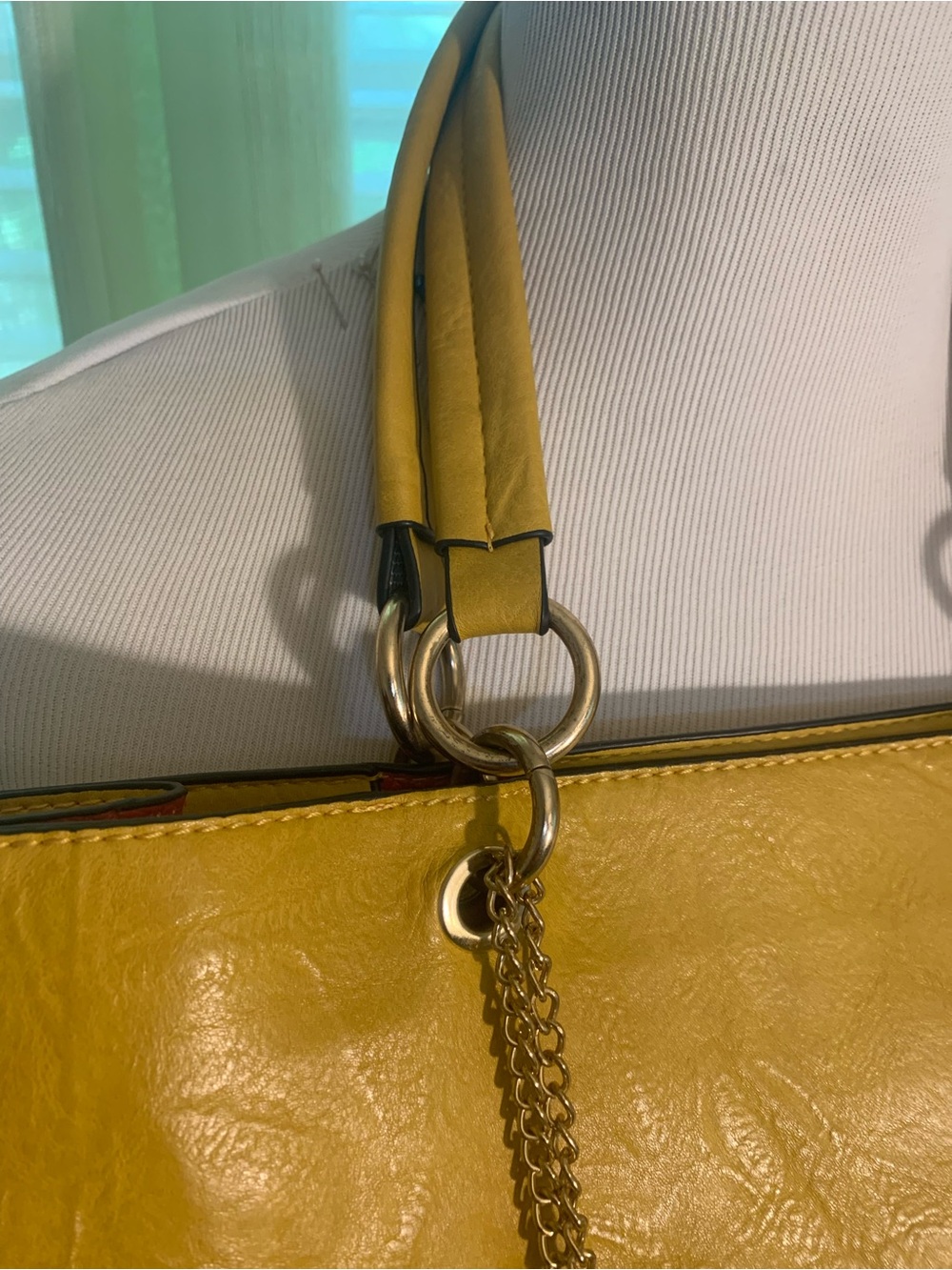 Yellow Stud-Trim Tote Bag with Tassel - Picture 3 of 8